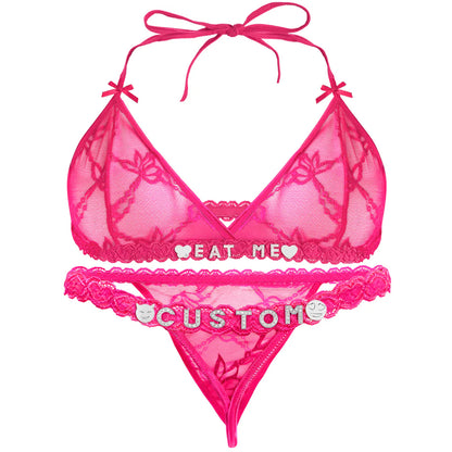 Personalized Lace Lingerie Set – Custom Name Bra + Panty