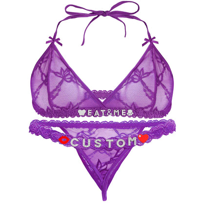 Personalized Lace Lingerie Set – Custom Name Bra + Panty