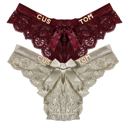 2-Pack Customized letter lace bow thongs