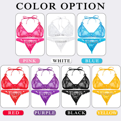 Personalized Thongs with Names Bra Set