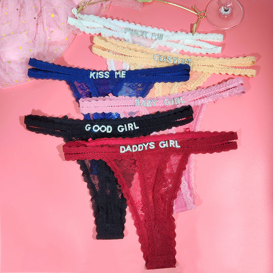 2-Pack Custom lettered lace thongs
