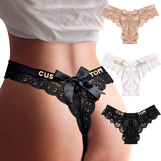 2-Pack Customized letter lace bow thongs