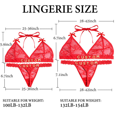 Personalized Thongs with Names Bra Set
