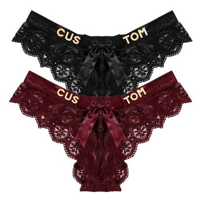 2-Pack Customized letter lace bow thongs