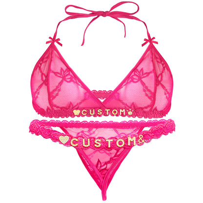 Personalized Lace Lingerie Set – Custom Name Bra + Panty