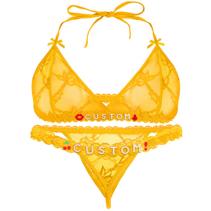 Personalized Lace Lingerie Set – Custom Name Bra + Panty