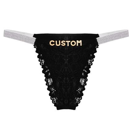 Sexy Custom crystal letters lace thong