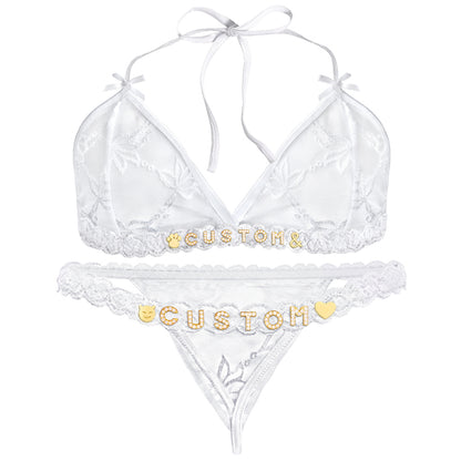 Personalized Lace Lingerie Set – Custom Name Bra + Panty