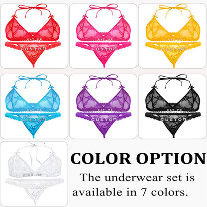Personalized Lace Lingerie Set – Custom Name Bra + Panty