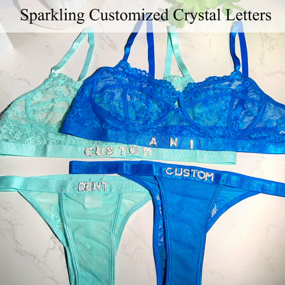 Personalized custom letter lace lingerie set