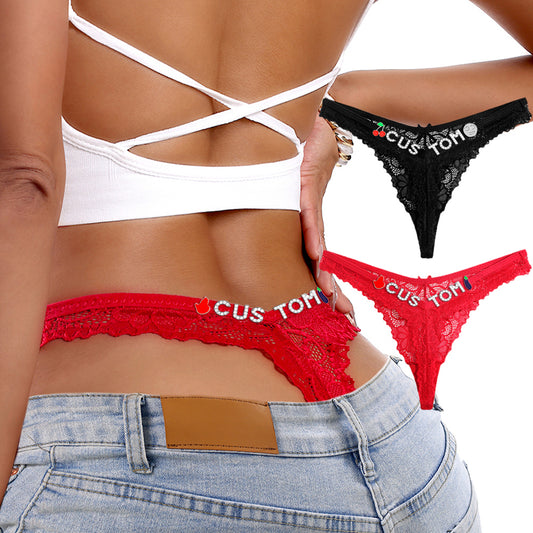 Customized crystal lettering thong