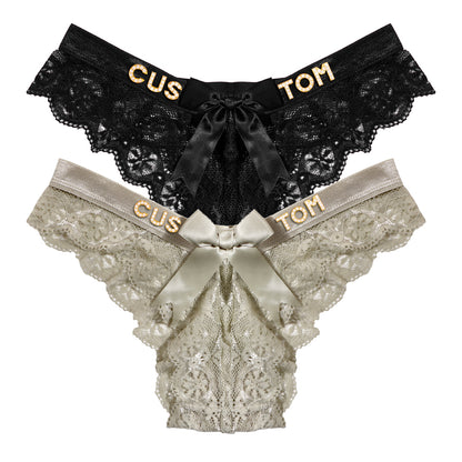 2-Pack Customized letter lace bow thongs