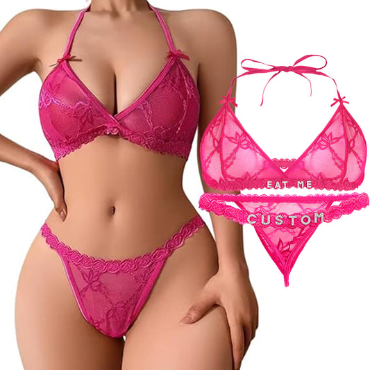 Customized crystal letter lingerie set