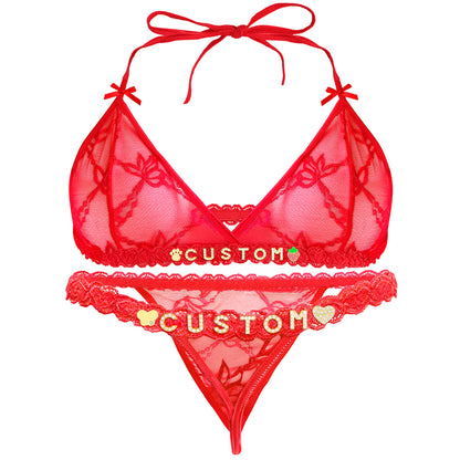 Personalized Lace Lingerie Set – Custom Name Bra + Panty