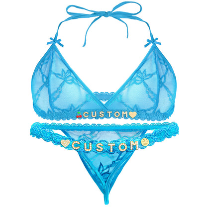 Personalized Lace Lingerie Set – Custom Name Bra + Panty