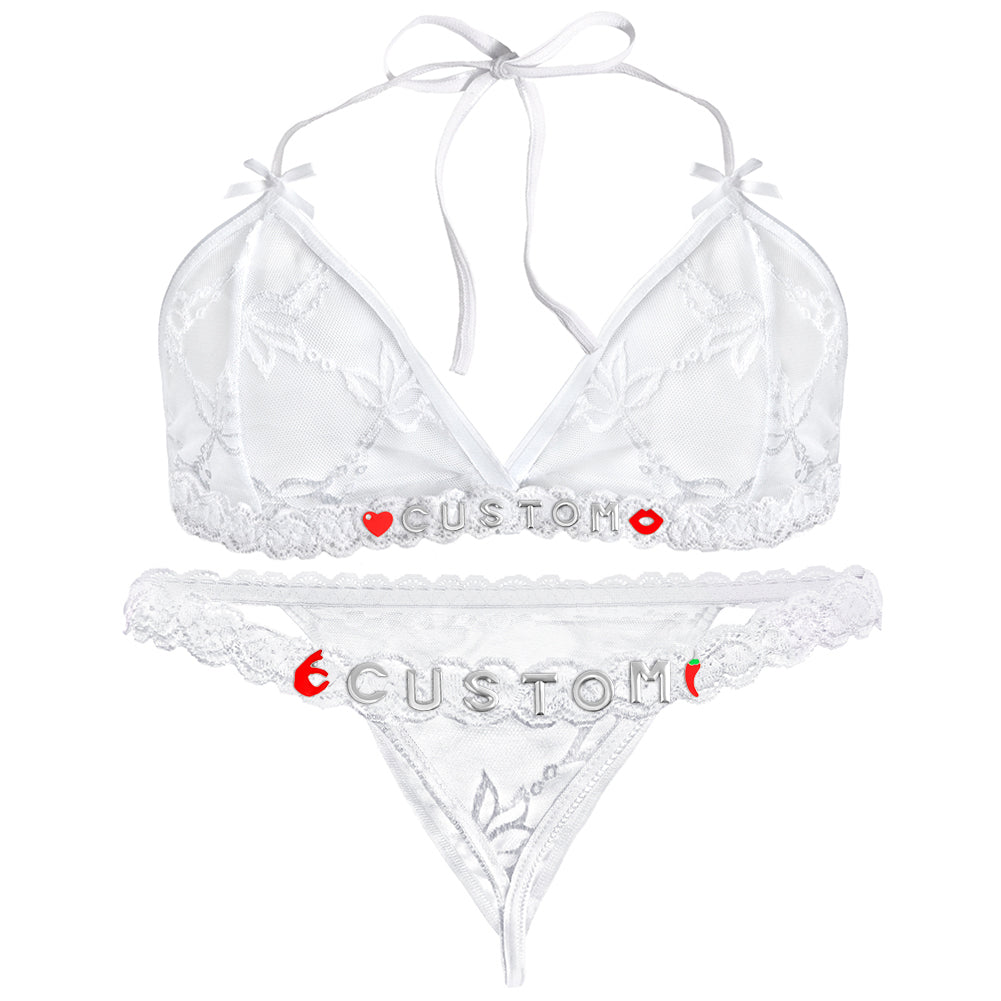 Personalized Lace Lingerie Set – Custom Name Bra + Panty