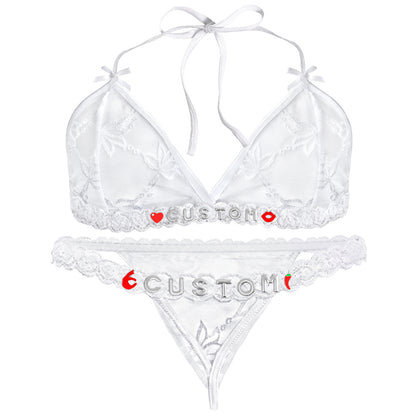 Personalized Lace Lingerie Set – Custom Name Bra + Panty
