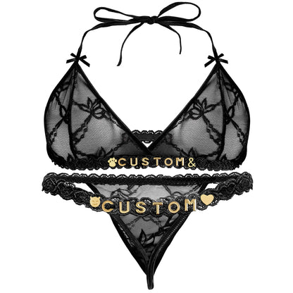 Personalized Lace Lingerie Set – Custom Name Bra + Panty