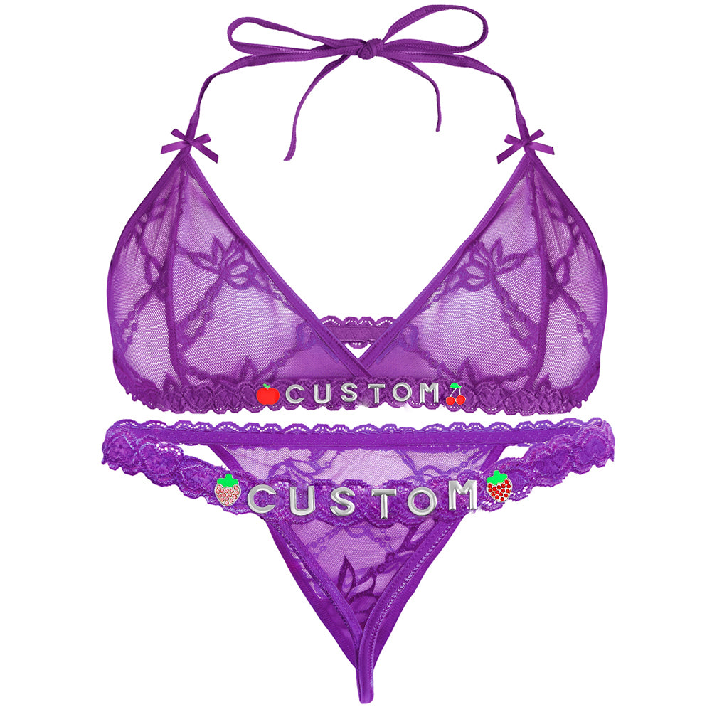 Personalized Lace Lingerie Set – Custom Name Bra + Panty