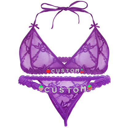 Personalized Lace Lingerie Set – Custom Name Bra + Panty