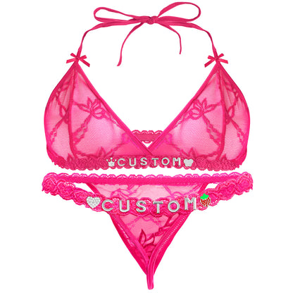 Personalized Lace Lingerie Set – Custom Name Bra + Panty