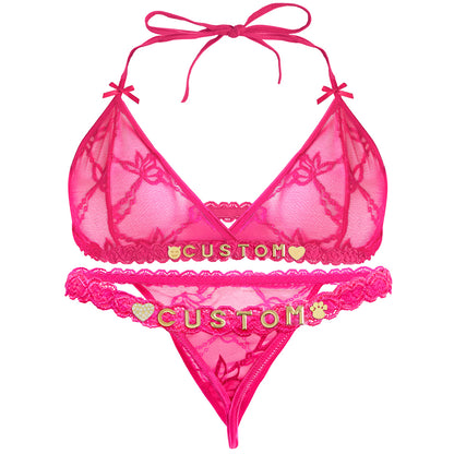 Personalized Lace Lingerie Set – Custom Name Bra + Panty