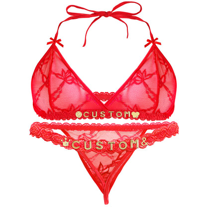 Personalized Lace Lingerie Set – Custom Name Bra + Panty