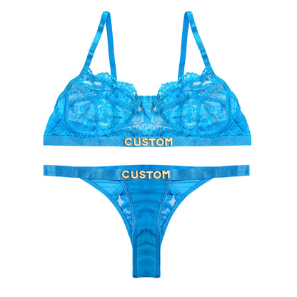 Custom Thongs with Names Bra Set
