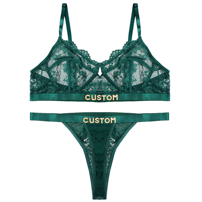 Personalized custom letter lace lingerie set