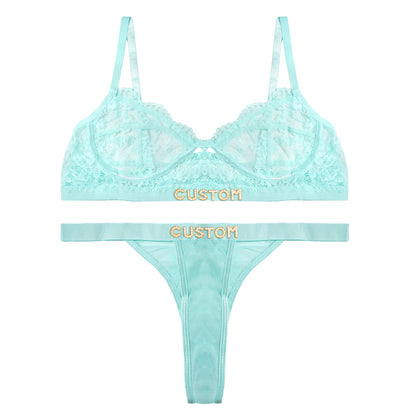 Custom Thongs with Names Bra Set