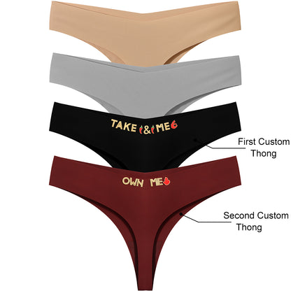 4 Pack Personalized Seamless Thongs