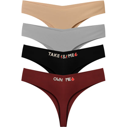 4 Pack Personalized Seamless Thongs