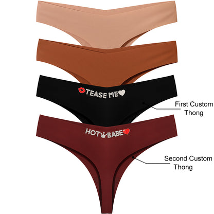 4 Pack Personalized Seamless Thongs