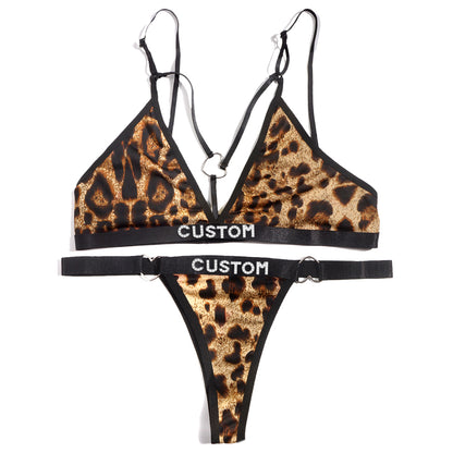 Personalized leopard print custom letter underwear set